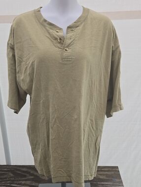 Classic Olive Henley Polo Shirt - Short Sleeve Chesterfield
